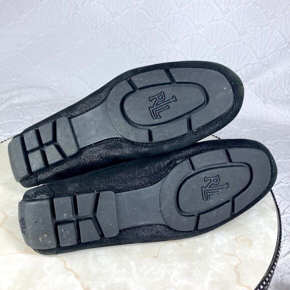 Lauren Ralph Lauren Driving Loafers Sz 6.5 Black Suede Preppy Comfort Moccasins - Picture 11 of 14
